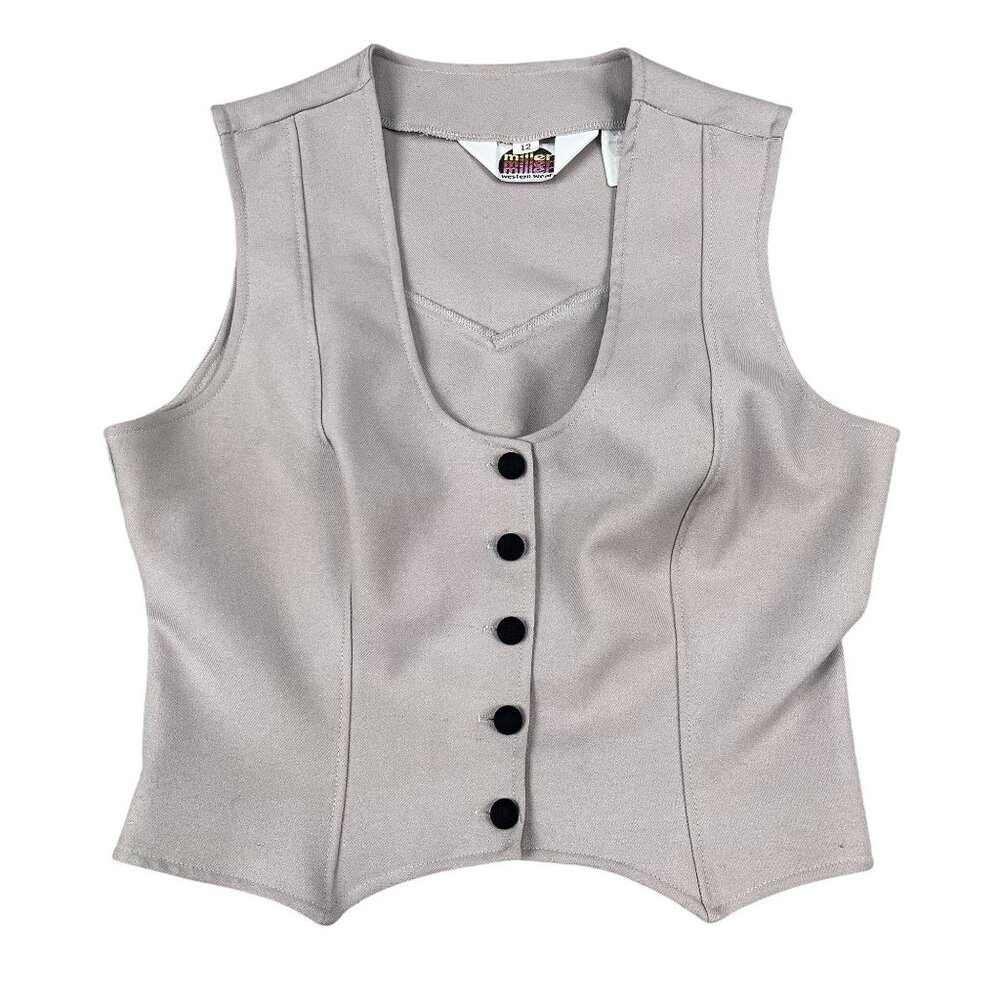 Vintage Miller Western Wear Womens Button Down Vest Sz 12
